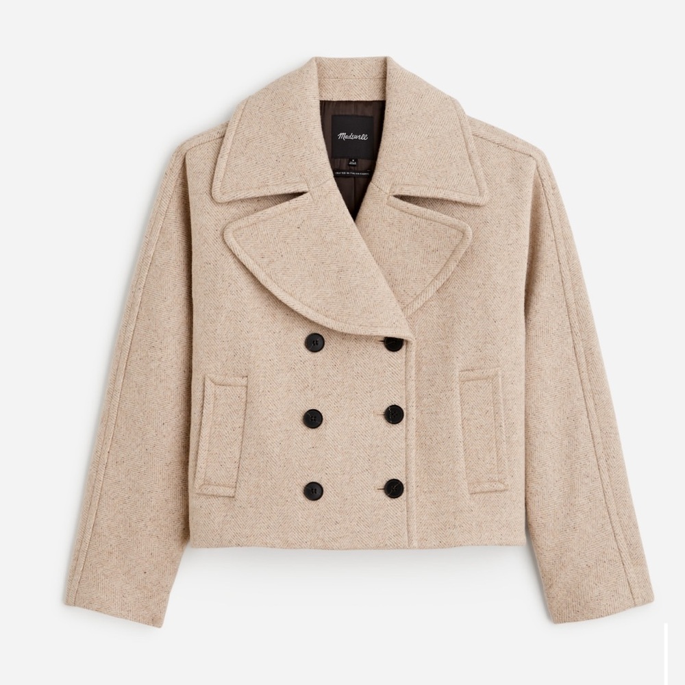 Madewell Oversized Collar Herringbone Prescott NEW NWT in heathered Oatmeal - Picture 2 of 16